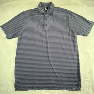 FJ FootJoy Mens XL Polo Shirt Blue Pink Striped Easy Wear